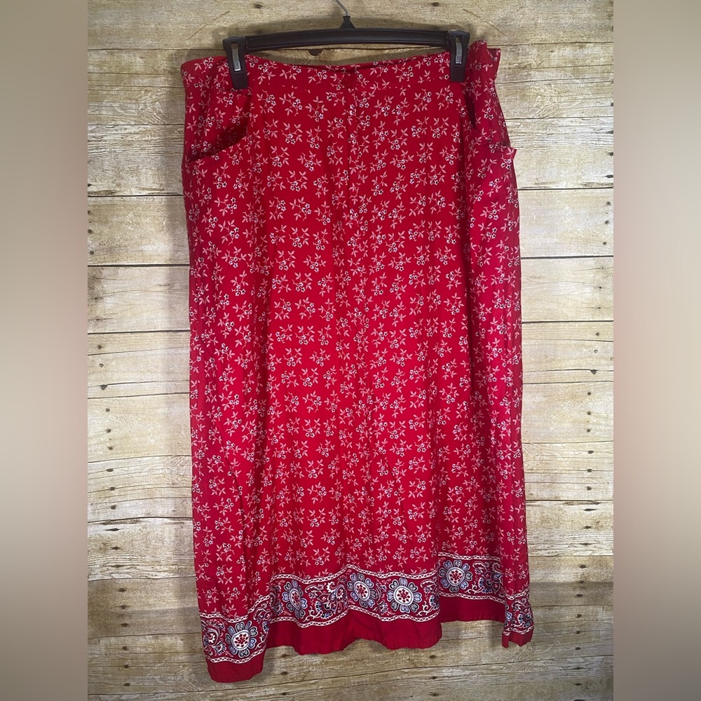 Vtg Crazy Horse Red Floral Bandana Skirt 90s Y2K Western Cottagecore Size 22W